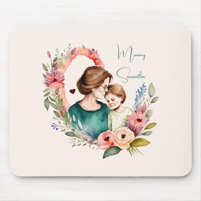Personalisierte Blumenmutter und Tochter Son Mousepad (Vorne)