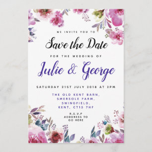 Personalisierte BlumenSave the Date Einladung