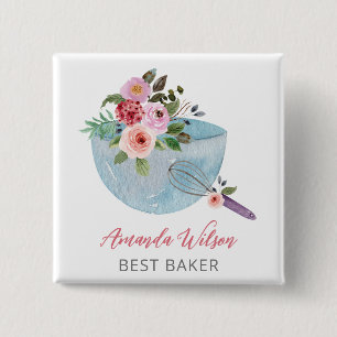 Personalisierte Blumenschale und Whisker Bakers Button