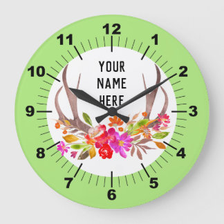 Personalisierte Blumenschraube Große Wanduhr
