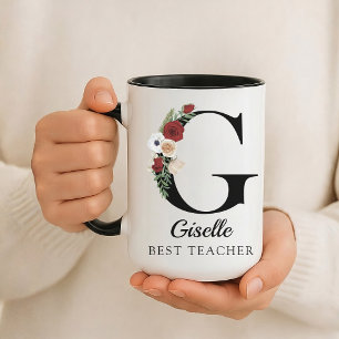 Personalisierte Blumenschrift-Tasse als Geschenk f Tasse