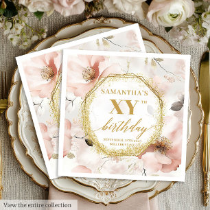 Personalisierte Blush Gold 90 Geburtstagsfeier Ser Serviette