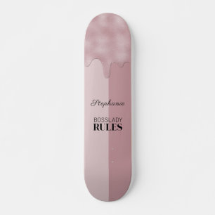 Personalisierte Blush-Rose-Metallic-Tropfen-Logo Skateboard