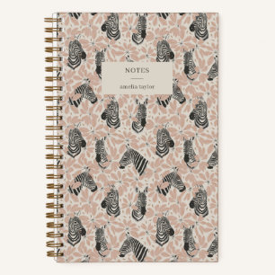 Personalisierte Blush-Zebra-Botanical-Safari-Notiz Notizbuch