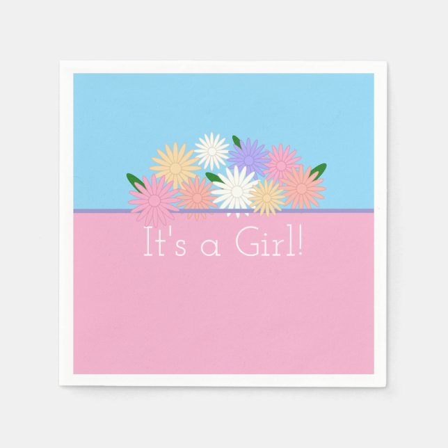 Personalisierte Blüte Es ist ein Baby Girl Pink un Serviette (Vorderseite)