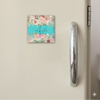 Personalisierte Blütengrenze mit Rose Magnet