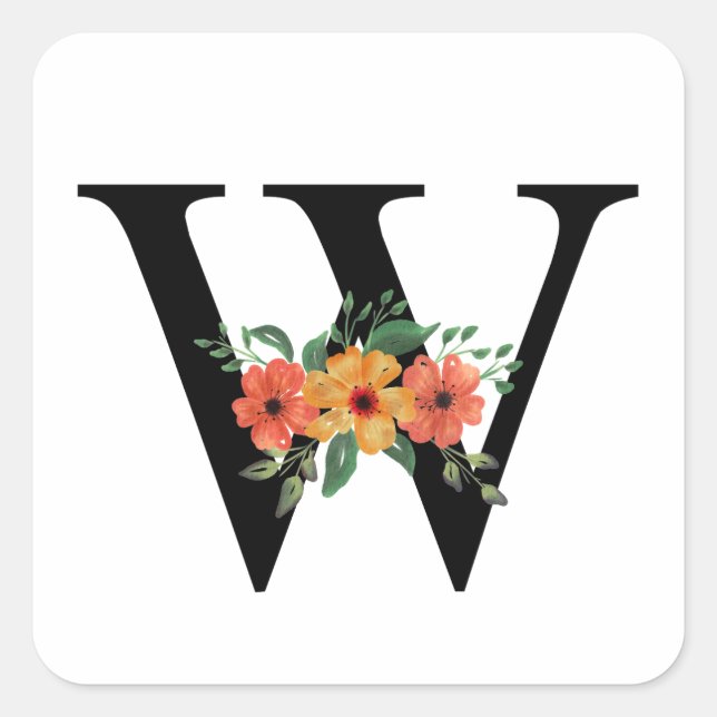 Personalisierte blutorale Mit Monogramm Quadratischer Aufkleber (Vorderseite)