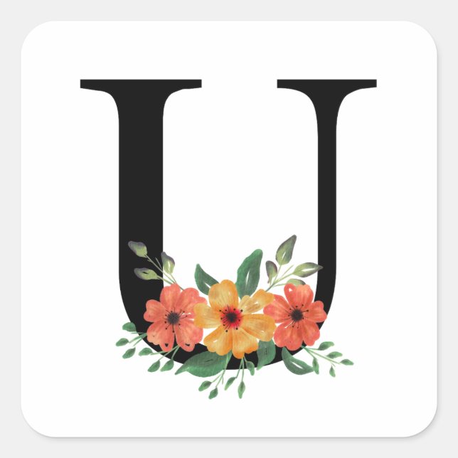 Personalisierte blutorale Mit Monogramm Quadratischer Aufkleber (Vorderseite)