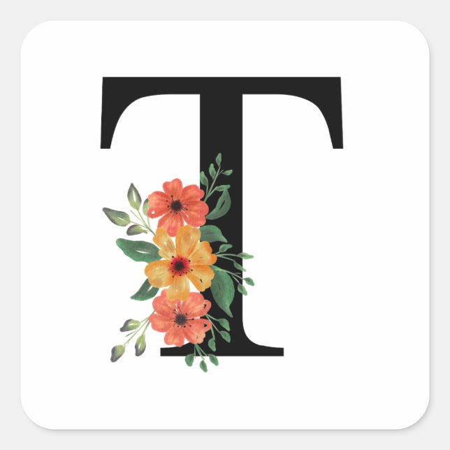 Personalisierte blutorale Mit Monogramm Quadratischer Aufkleber (Vorderseite)