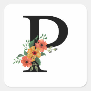 Personalisierte blutorale Mit Monogramm Quadratischer Aufkleber