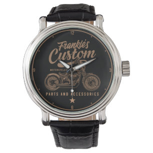 Personalisierte Bobber Motorradgarage Armbanduhr