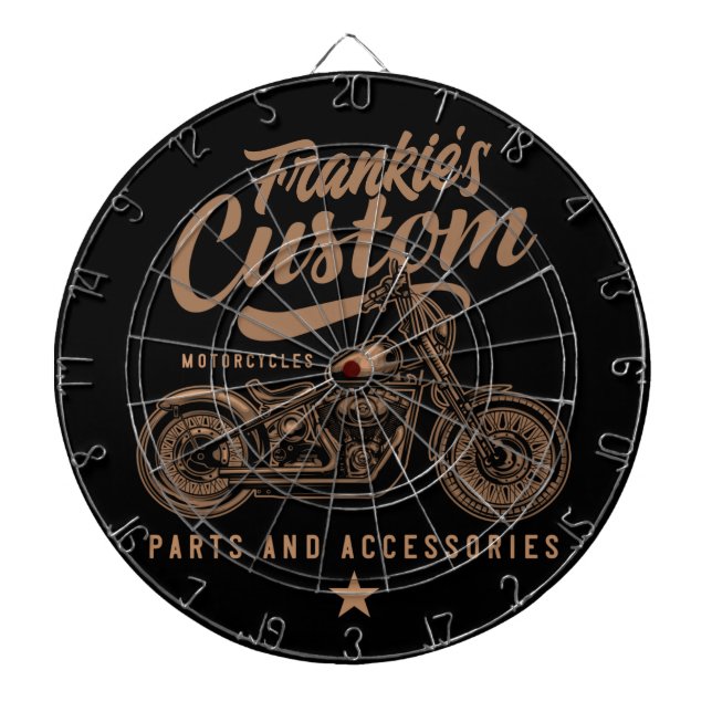 Personalisierte Bobber Motorradgarage Dartscheibe (vorne)