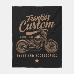Personalisierte Bobber Motorradgarage Fleecedecke