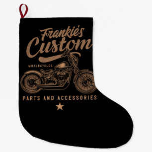 Personalisierte Bobber Motorradgarage Großer Weihnachtsstrumpf