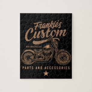 Personalisierte Bobber Motorradgarage Puzzle