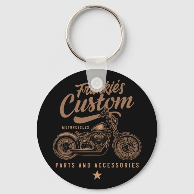 Personalisierte Bobber Motorradgarage Schlüsselanhänger (Vorderseite)