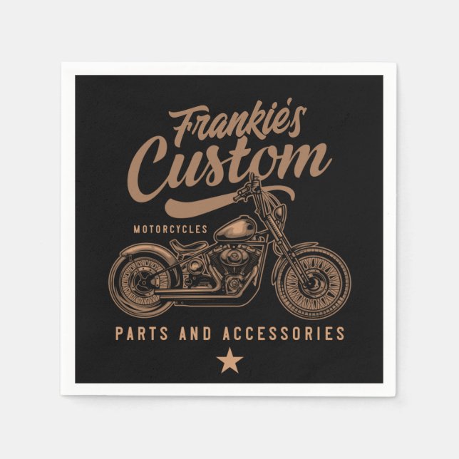 Personalisierte Bobber Motorradgarage Serviette (Vorderseite)