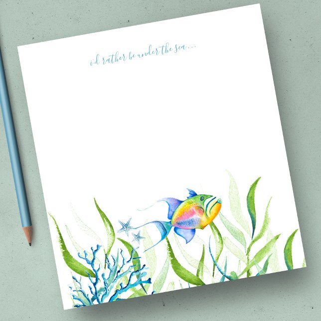Personalisierte Bodenbeläge für tropische Fische Notizblock (Notepad Watercolor Tropical Fish Personalized Stationery )