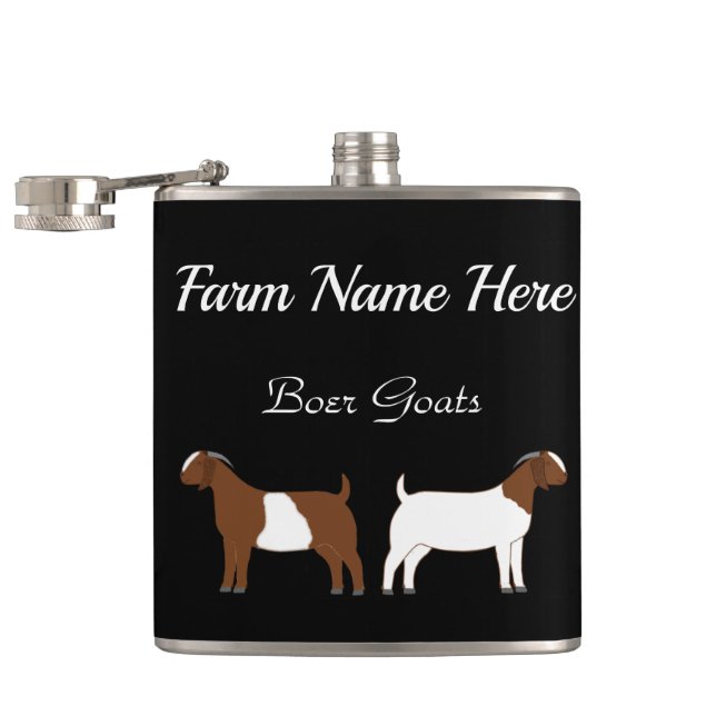 Personalisierte Boer Goat Farm Black Flachmann (Geöffnet)