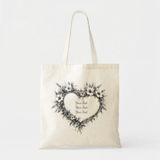 Personalisierte Boho-Blumen-Herz-Tasche Tragetasche