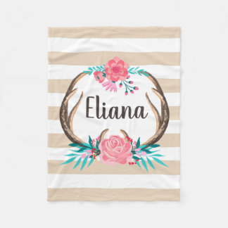 Personalisierte Boho Chic-Geweih-Fleece-Decke Fleecedecke