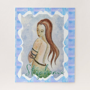 Personalisierte Boho Fantasy Meerjungfrau Aquarell Puzzle