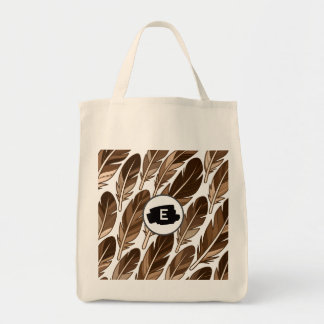 Personalisierte Boho Feather Monogram Grocery Tasc Tragetasche