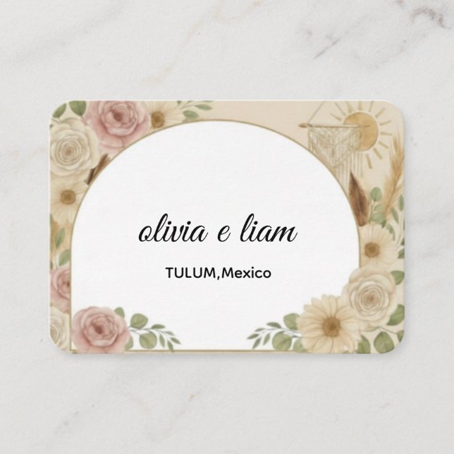 Personalisierte Boho-Hochzeits-Flat-Platzkarten |  Platzkarte (Vorderseite)