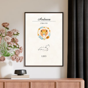 Personalisierte Boho Löwe Sternzeichen Konstellati Poster