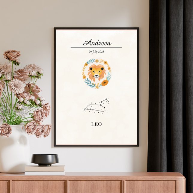 Personalisierte Boho Löwe Sternzeichen Konstellati Poster (Von Creator hochgeladen)
