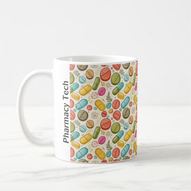 Personalisierte Boho Pharmacy Tech Blume & Pille Kaffeetasse (Links)