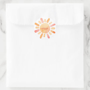 Personalisierte Boho Sonne und Regen Runder Aufkleber