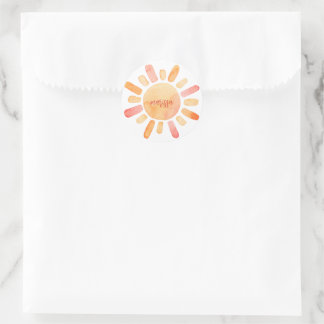 Personalisierte Boho Sonne und Strahlen Runder Aufkleber
