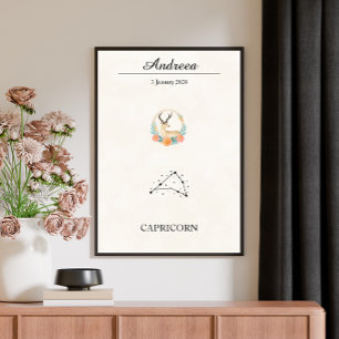 Personalisierte Boho-Steinbock-Zodiac-Konstellatio Poster