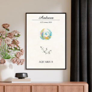 Personalisierte Boho-Wassermann-Sternbild-Konstell Poster