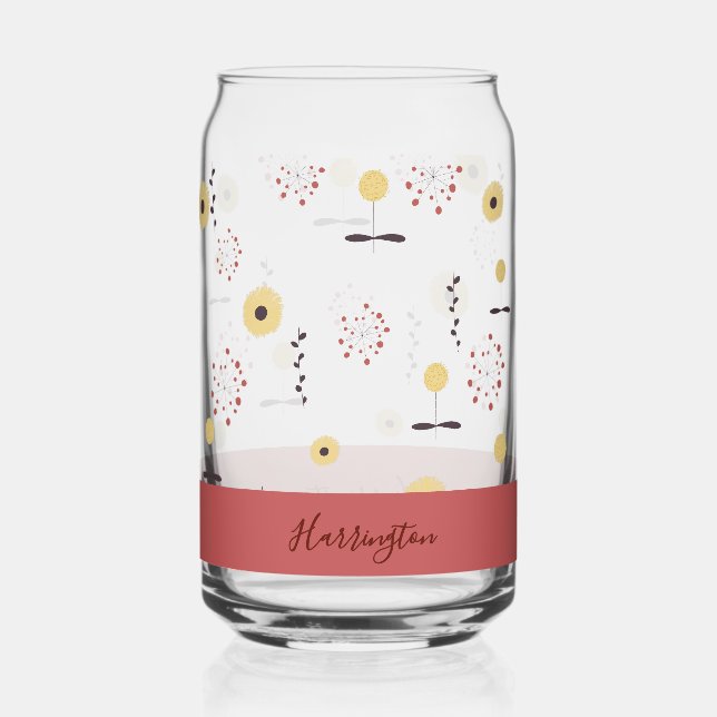 Personalisierte Boho-Wildblume mit individuellem N Dosenglas (Vorderseite)