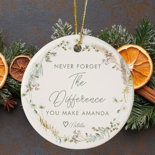 Personalisierte Boho Wildblume Vielen Dank Weihnac Keramik Ornament