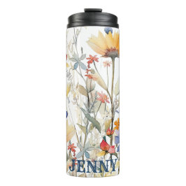 Personalisierte Boho Wildblumen Thermal Tumbler Thermosbecher