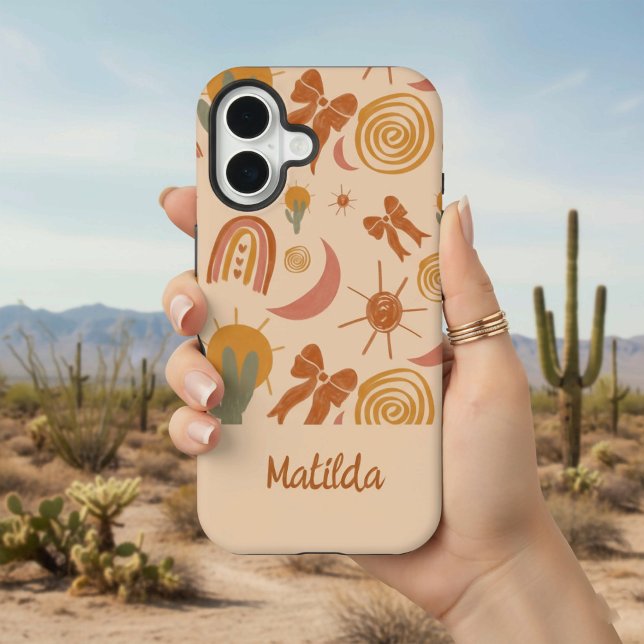 Personalisierte Boho-Wüsten-Sonnen-Muster-Handyhül iPhone 16 Hülle (Von Creator hochgeladen)