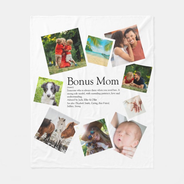 Personalisierte Bonus-Mama Definition 9 FotoCollag Fleecedecke (Vorderseite)