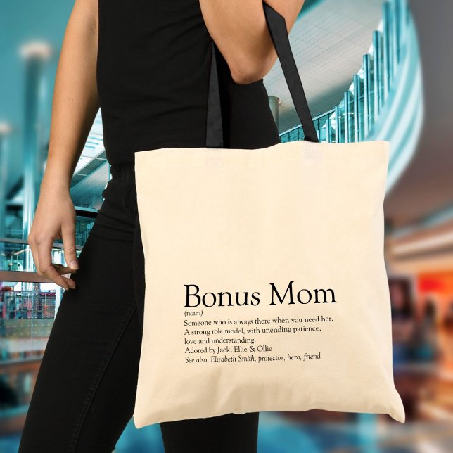Personalisierte Bonus Mama Definition Zitat Modern Tragetasche (Personalized Bonus Mom Definition Quote Modern Tote Bag)