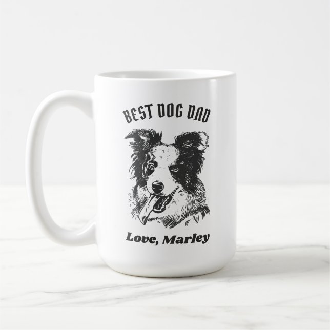 Personalisierte Border Collie Dog Vater Individuel Kaffeetasse (Links)