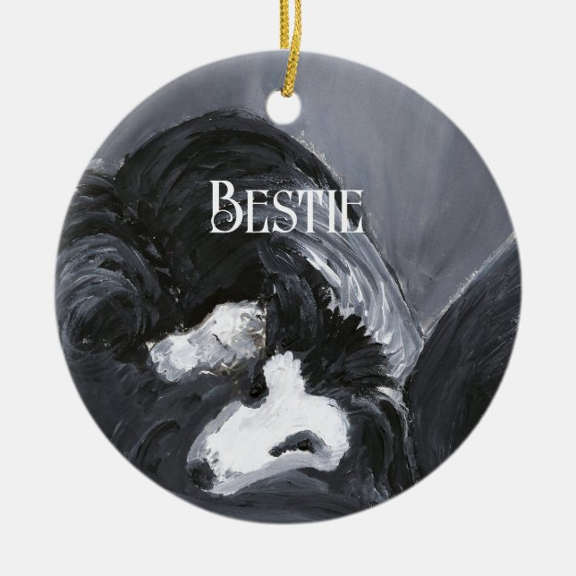 Personalisierte Border Collie Keramik Ornament (Vorne)