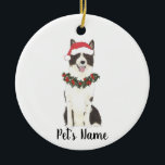 Personalisierte Border Collie Keramik Ornament<br><div class="desc">Machen Sie die schöne Liste in diesem Jahr mit einem personalisierten Ornament Ihrer Lieblings-kleine Elf!</div>