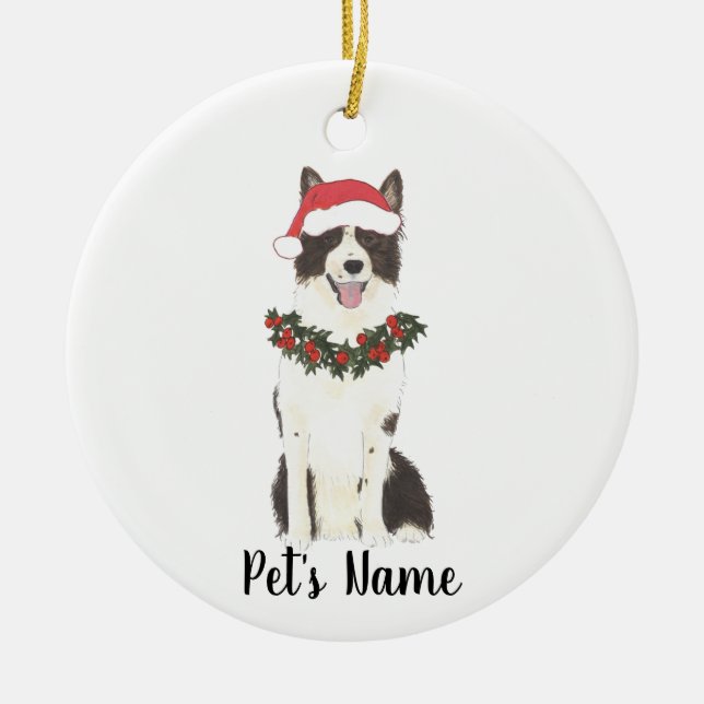 Personalisierte Border Collie Keramik Ornament (Vorne)