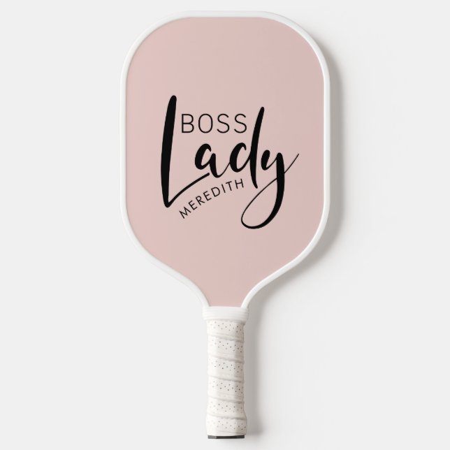 Personalisierte Boss-Lady-Logo in Rosa Pickleball Schläger (Vorderseite)