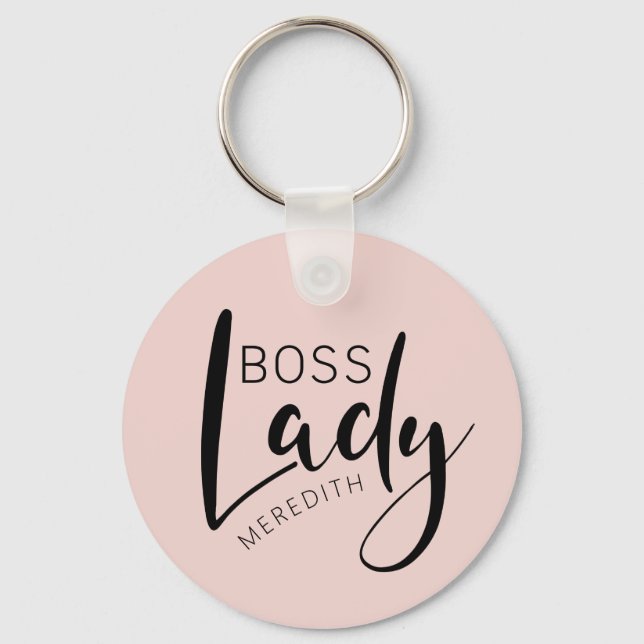 Personalisierte Boss-Lady-Logo in Rosa Schlüsselanhänger (Vorderseite)
