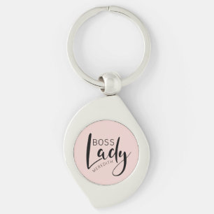 Personalisierte Boss-Lady-Logo in Rosa Schlüsselanhänger