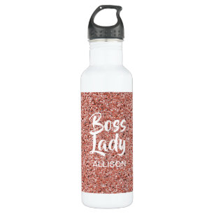 Personalisierte Boss Lady Rose Gold Glitzer Edelstahlflasche