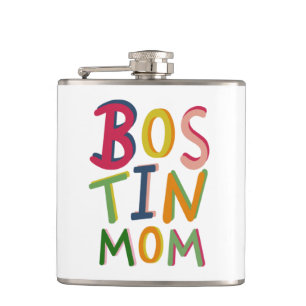 Personalisierte Bostin Mama Schwarzes Land Hippie  Flachmann